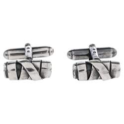 Bottega Veneta Sterling Silver Intrecciato Cufflinks
