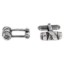 Bottega Veneta Sterling Silver Intrecciato Cufflinks