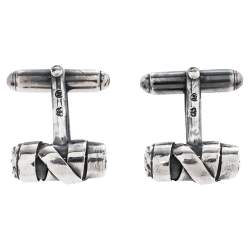 Bottega Veneta Sterling Silver Intrecciato Cufflinks