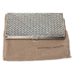 Bottega Veneta Intrecciato Argento Antique Silver Business Card Holder