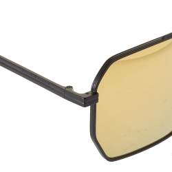 Pre Owned Bottega Veneta Black Tone/ Gold Mirrored BV1012S Navigator Sunglasses