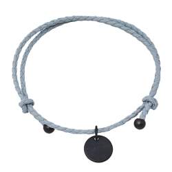 Pre Owned Bottega Veneta Intrecciato Nappa Grey Woven Leather Adjustable Bracelet