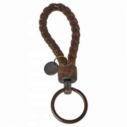 Bottega Veneta Brown Intrecciato Nappa Ayers Leather Key Ring