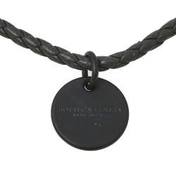 Pre Owned Bottega Veneta Grey Intrecciato Leather Double Cord Bracelet 