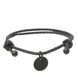 Pre Owned Bottega Veneta Grey Intrecciato Leather Double Cord Bracelet 