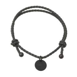 Pre Owned Bottega Veneta Grey Intrecciato Leather Double Cord Bracelet 