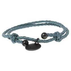 Pre Owned Bottega Veneta Blue Intrecciato Leather Adjustable Bracelet