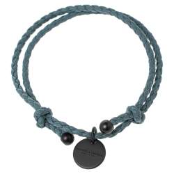 Pre Owned Bottega Veneta Blue Intrecciato Leather Adjustable Bracelet