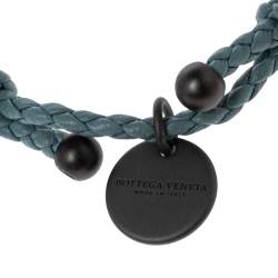 Pre Owned Bottega Veneta Blue Intrecciato Leather Adjustable Bracelet