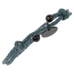 Pre Owned Bottega Veneta Blue Intrecciato Leather Adjustable Bracelet