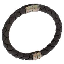 Pre Owned سوار بوتيغا فينيتا جلد إنترشياتو بني وفضة إسترلينية