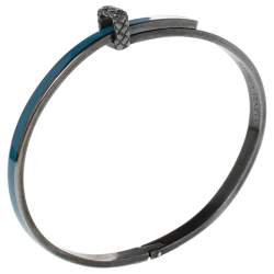 Pre Owned سوار بوتيغا فينيتا أسورة فضة إسترلينية وإينامل أزرق مقاس صغير (سمول)