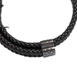 Pre Owned  سوار بوتيغا فينيتا جلد إنترشياتو رصاصي وفضة إسترلينية قابل للضبط