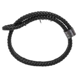 Pre Owned  سوار بوتيغا فينيتا جلد إنترشياتو رصاصي وفضة إسترلينية قابل للضبط