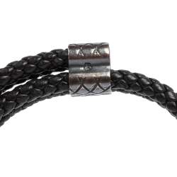 Pre Owned  سوار بوتيغا فينيتا جلد إنترشياتو رصاصي وفضة إسترلينية قابل للضبط