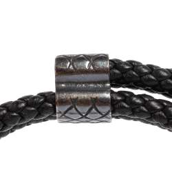 Pre Owned  سوار بوتيغا فينيتا جلد إنترشياتو رصاصي وفضة إسترلينية قابل للضبط