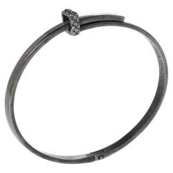 Pre Owned سوار بوتيغا فينيتا أسورة جلد إنترشياتو بني وفضة إسترلينية مقاس صغير (سمول)