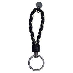 Bottega Veneta Monchrome Braided Leather Key Holder 