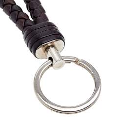 Pre Owned Bottega Veneta Brown Braided Leather Key Chain
