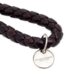 Pre Owned Bottega Veneta Brown Braided Leather Key Chain