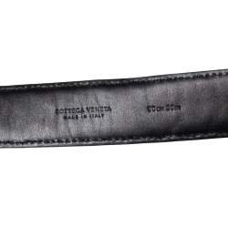 Bottega Veneta Black Intrecciato Leather Buckle Belt 90CM