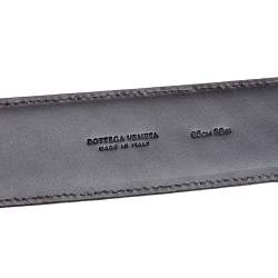 Pre Owned Bottega Veneta Brown Intrecciato Leather Buckle Belt 95CM