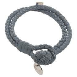 مملوكة مسبقًا Bottega Veneta Blue Intrecciato Nappa Leather Knot Bracelet M