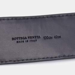Bottega Veneta Black Intrecciato Leather Buckle Belt 