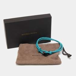 Pre Owned Bottega Veneta Blue Braided Double Layer Adjustable Bracelet