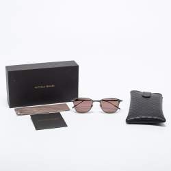 Pre Owned Bottega Veneta Titanium/ Brown BV0248S Square Sunglasses