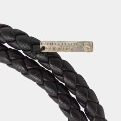 Pre Owned Bottega Veneta Black Intrecciato Nappa Leather Knot Bracelet S