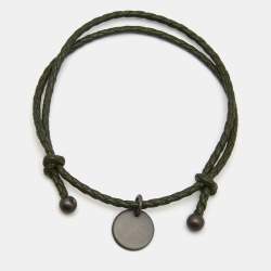 Bottega Veneta Green Intrecciato Leather Adjustable Bracelet