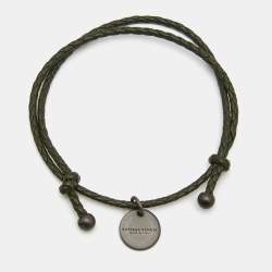 Bottega Veneta Green Intrecciato Leather Adjustable Bracelet