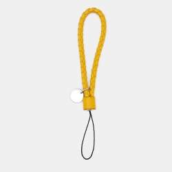 Bottega Veneta Yellow Intrecciato Leather Strap Key Chain