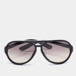 Pre Owned Bottega Veneta Black Gradient Aviator Sunglasses
