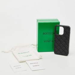 Bottega Veneta Black Intrecciato Rubber Silicone iPhone 14 Pro Case