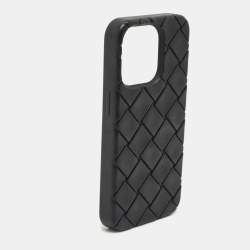 Bottega Veneta Black Intrecciato Rubber Silicone iPhone 14 Pro Case