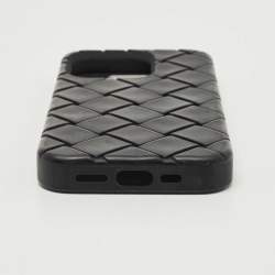 Bottega Veneta Black Intrecciato Rubber Silicone iPhone 14 Pro Case