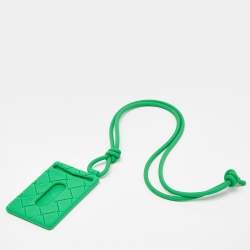 Bottega Veneta Green Rubber Lanyard Card Holder