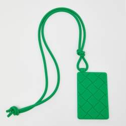 Bottega Veneta Green Rubber Lanyard Card Holder