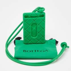 Bottega Veneta Green Rubber Lanyard Card Holder