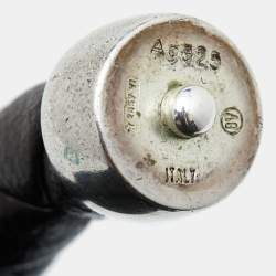 Pre Owned Bottega Veneta Woven Leather Sterling Silver Bracelet