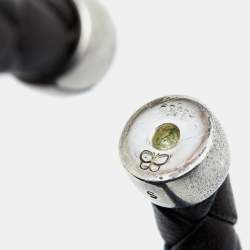 Pre Owned Bottega Veneta Woven Leather Sterling Silver Bracelet