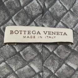 Bottega Veneta Grey Print Silk Tie