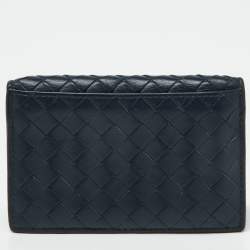 Bottega Veneta Blue Intrecciato Leather Card Case