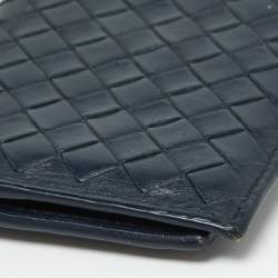Bottega Veneta Blue Intrecciato Leather Card Case