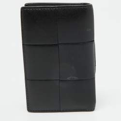 Bottega Veneta Black Leather Cassette Flap Card Case