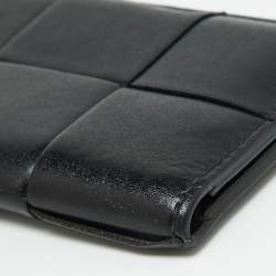 Bottega Veneta Black Leather Cassette Flap Card Case