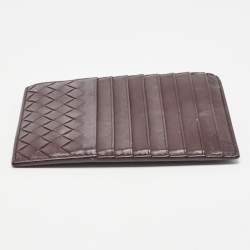 Bottega Veneta Dark Burgundy Intrecciato Leather Card Holder