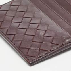 Bottega Veneta Dark Burgundy Intrecciato Leather Card Holder